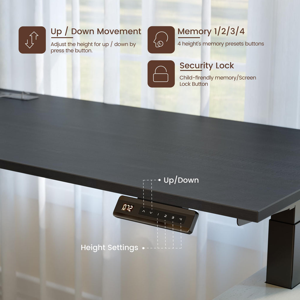 L Shaped Electric Standing Desk with Hutch and Drawers L6768
