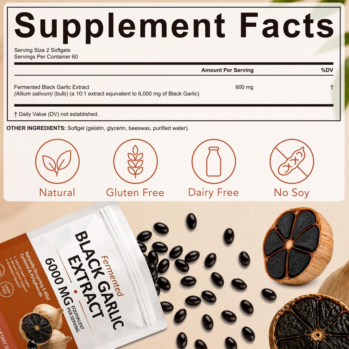 Black Garlic Softgels 6000mg 120 Softgels Q451