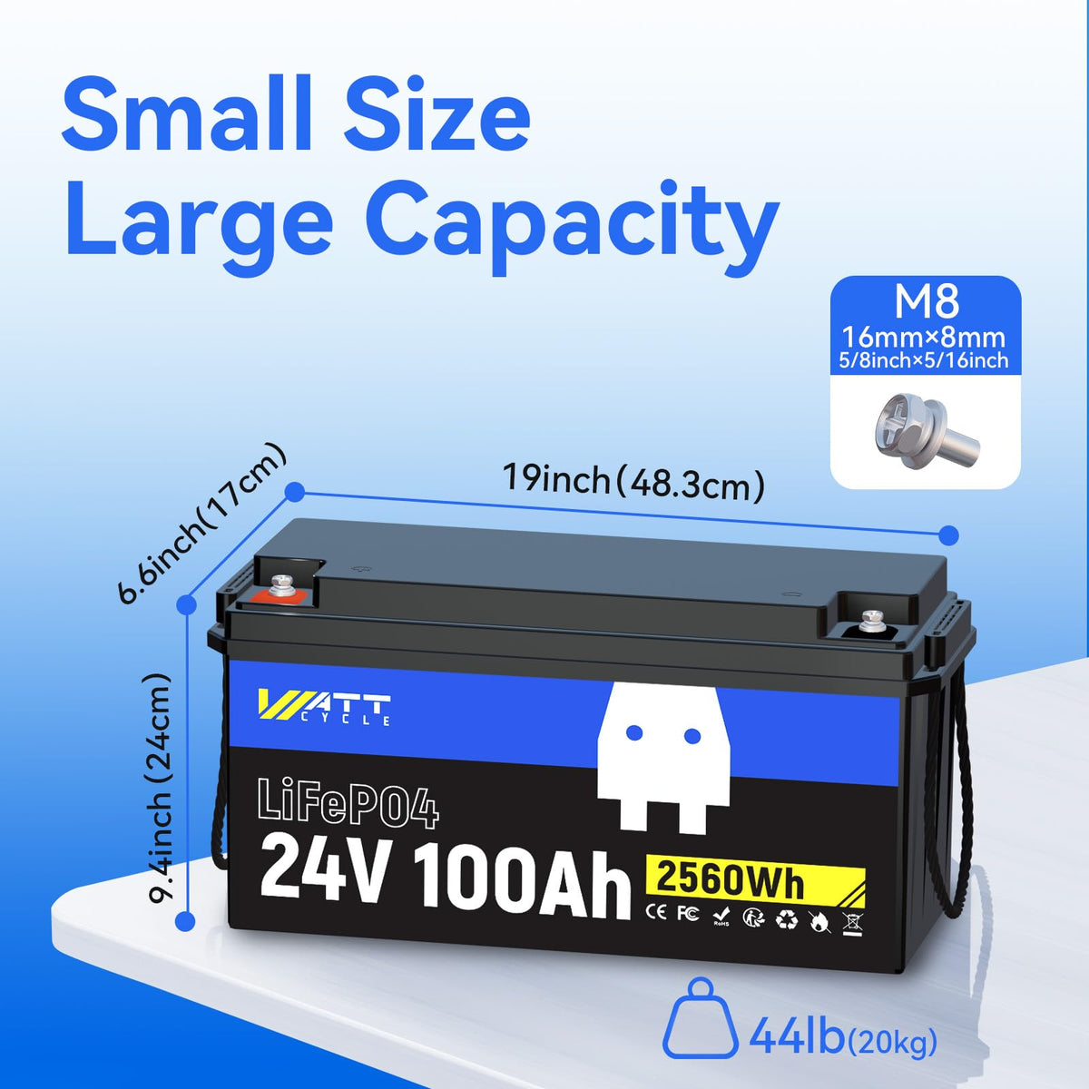 24V 100Ah LiFePO4 Battery Q53876