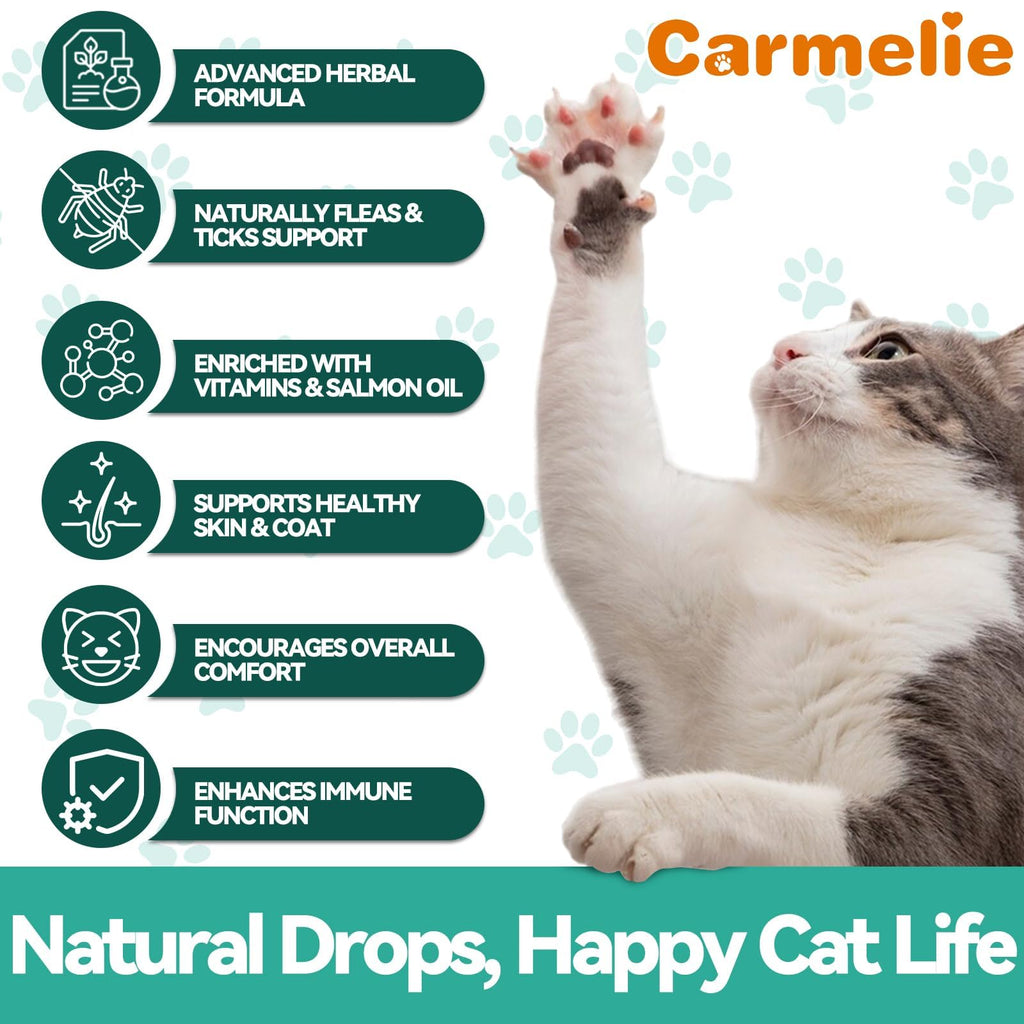 Flea and Tick Prevention for Cat with Vitamins Fish Oil 2 fl oz V29506