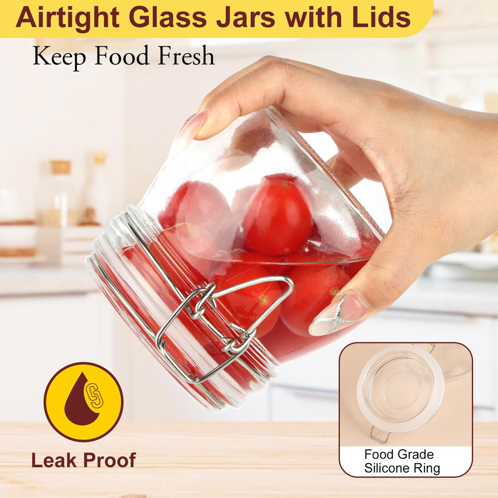 16oz Glass Jars with Airtight Lids, 6 Pack K949