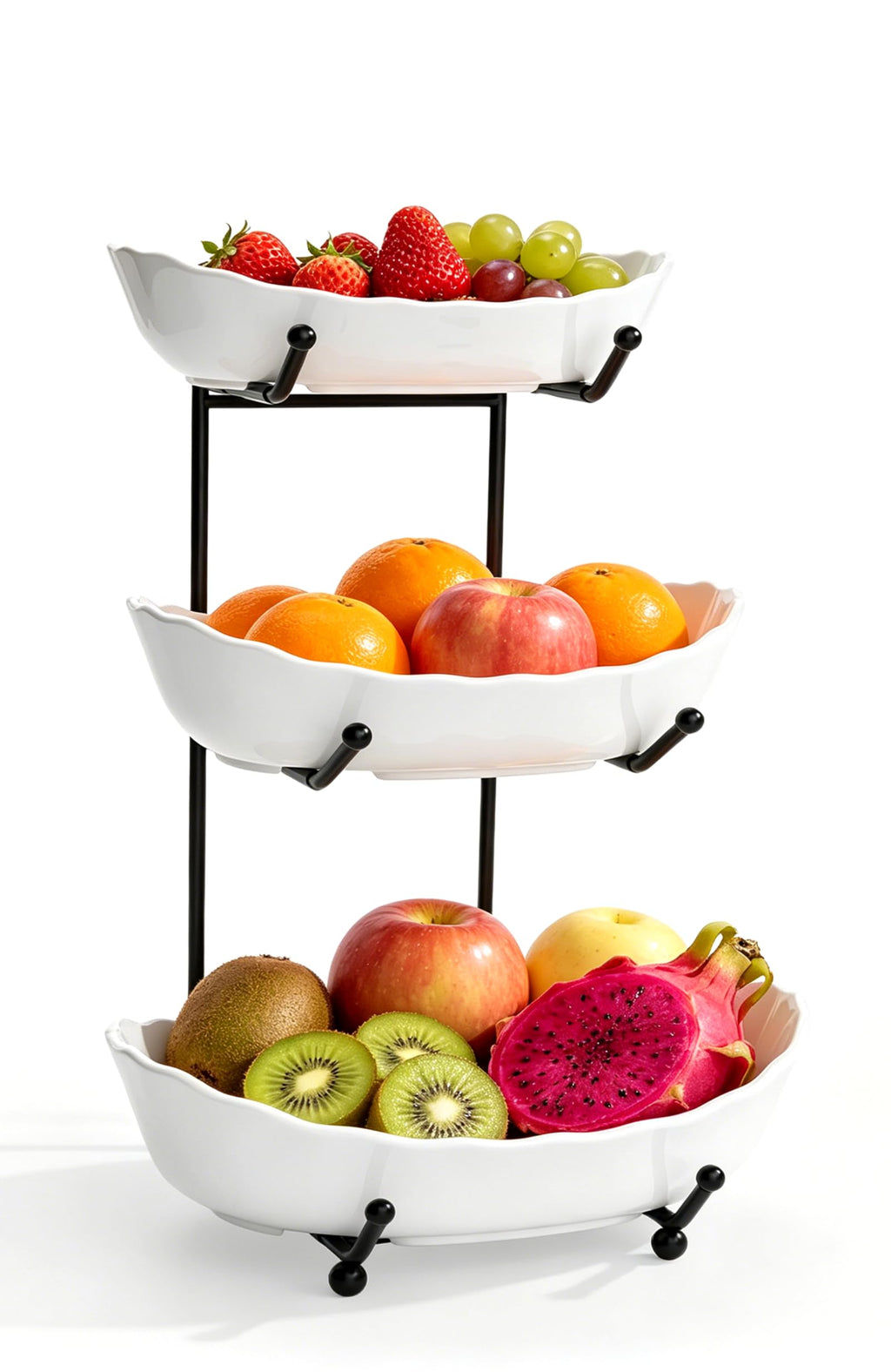 3 Tier Ceramic Fruit Bowl with Metal Stand X44853