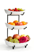 3 Tier Ceramic Fruit Bowl with Metal Stand X44853