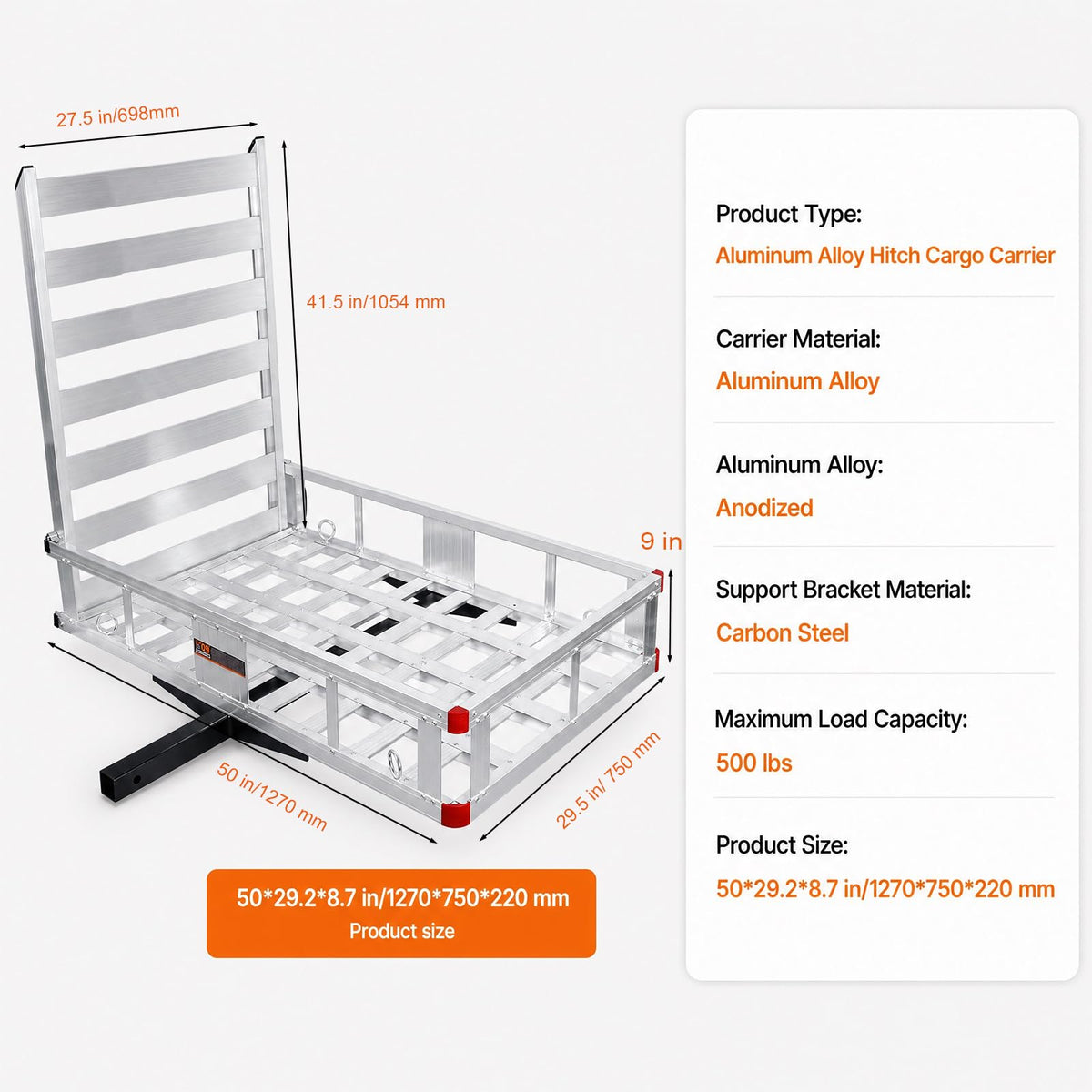 Aluminum Hitch Cargo Carrier with 27.5 in Folding Ramp S37058
