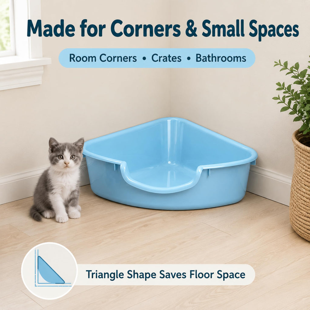 Corner Litter Box, Low Entry Kitten Litter Box P826
