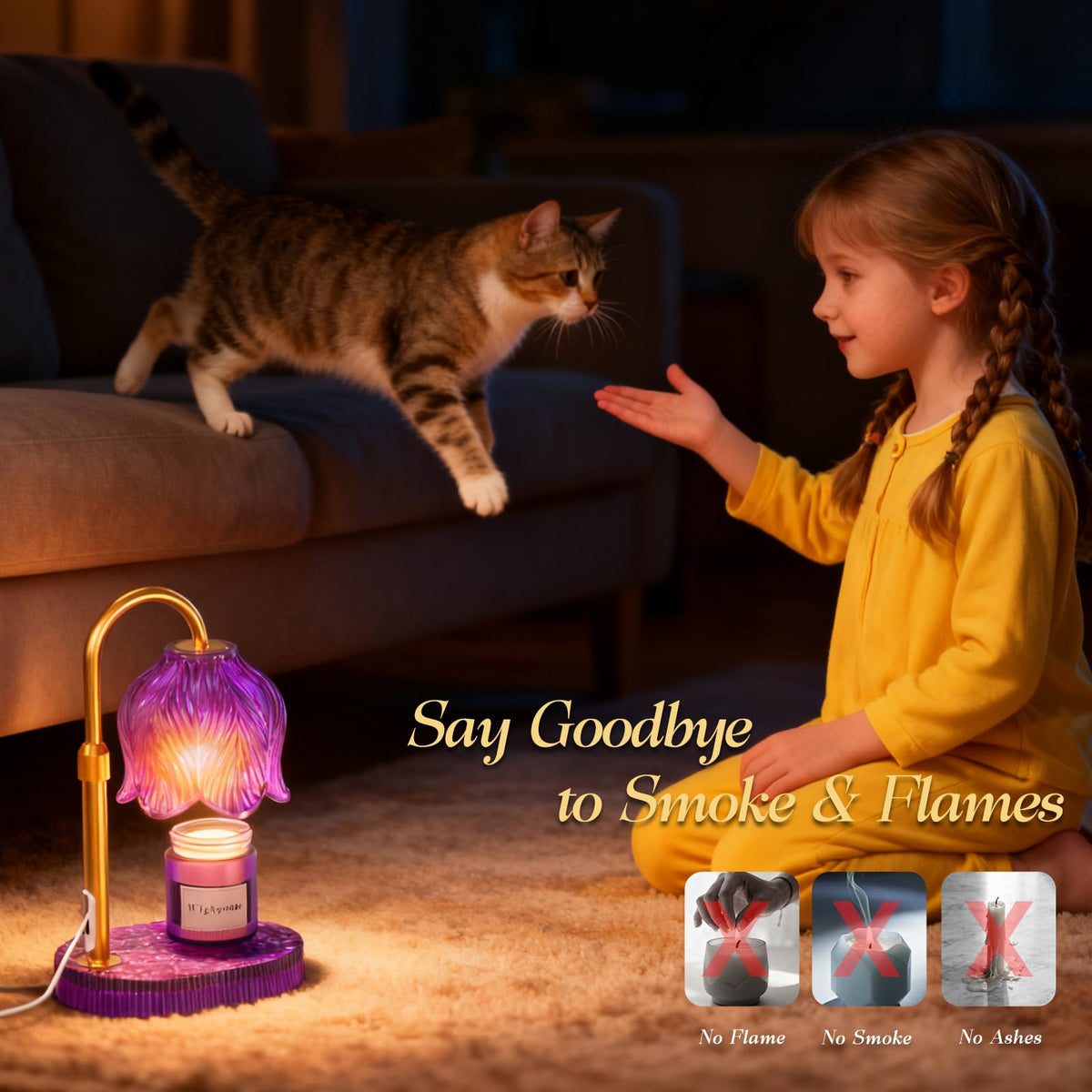 Flower Candle Warmer Lamp with Timer E137