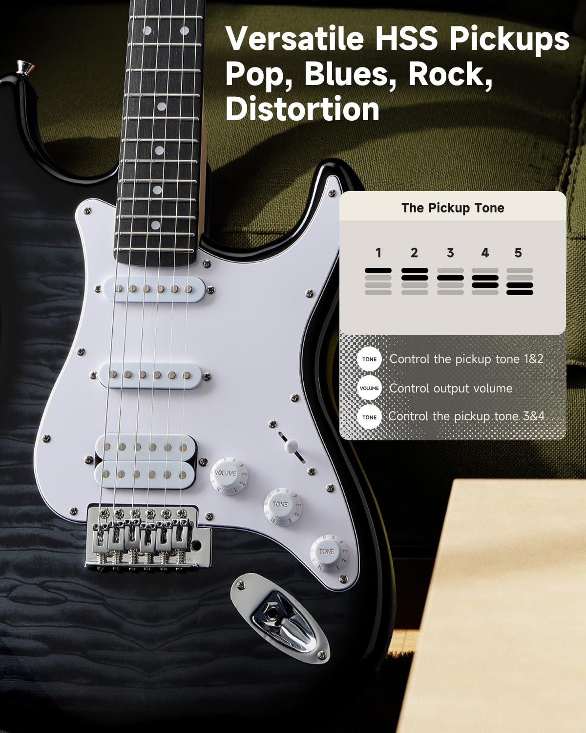 39" Beginner Electric Guitar Kit with Amp, Black Burst W529
