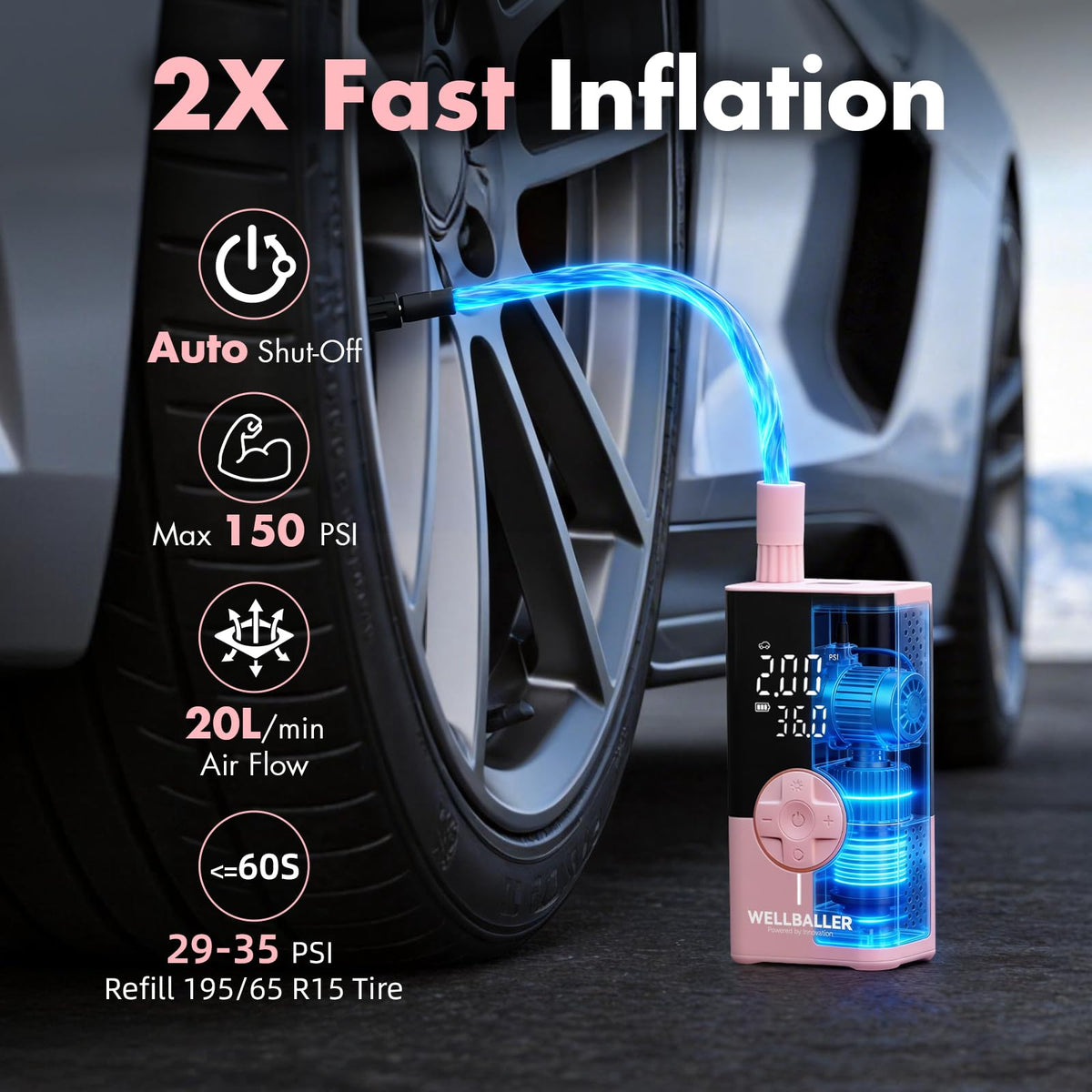 Portable Air Compressor with Digital Pressure Gauge V85357
