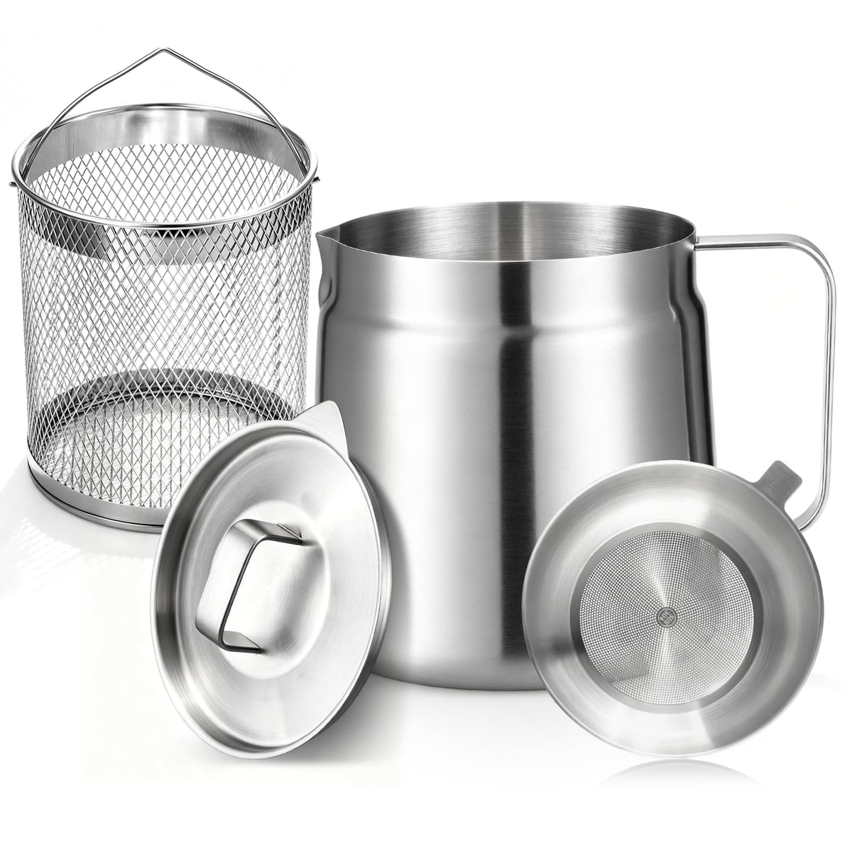 68oz Stainless Steel Deep Fryer Pot with Basket S394