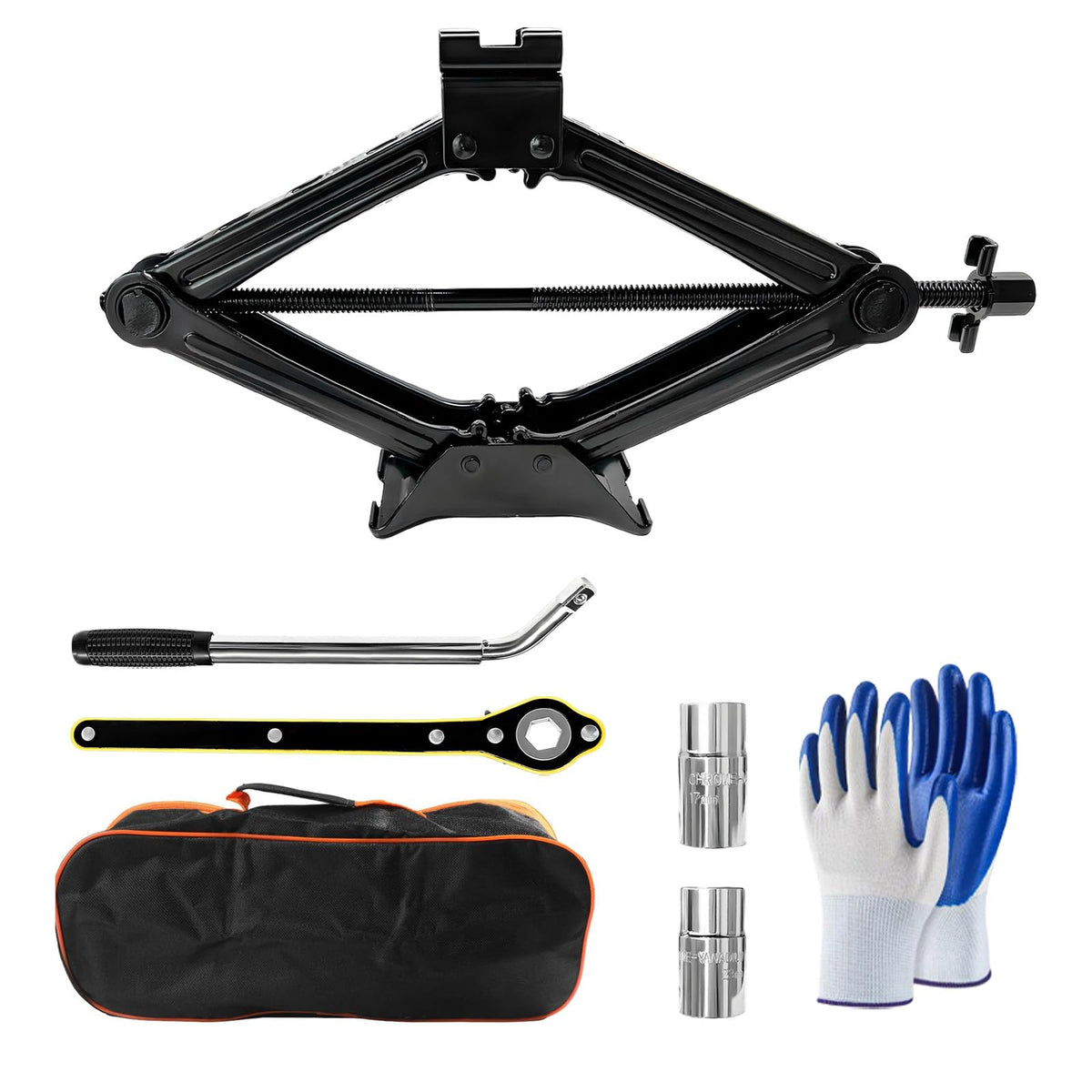 2 Ton Portable Scissor Jack Kit with Lug Wrench Q8487