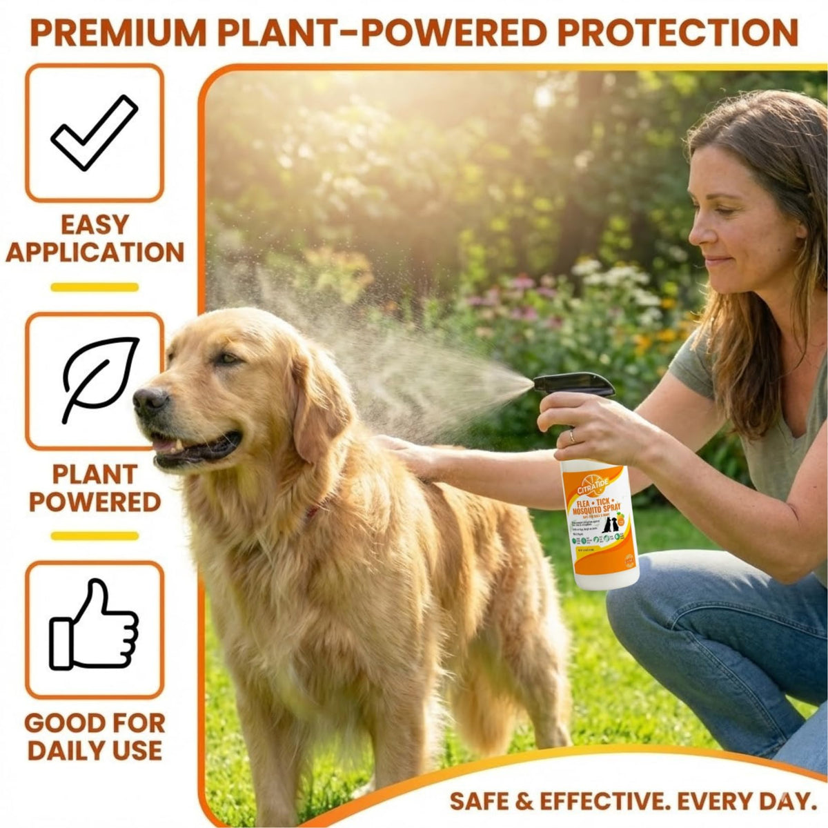 Plant-Based Cedarwood & Citrus Flea Tick & Mosquito Spray for Dogs 16 fl oz H6172