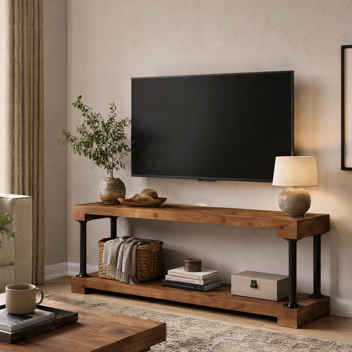 Solid Wood TV Stand for 75-Inch TV I78611