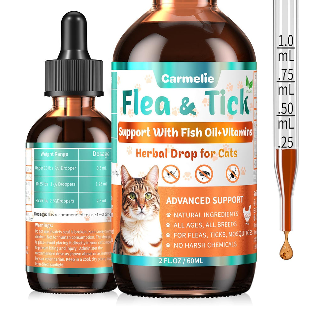 Flea and Tick Prevention for Cat with Vitamins Fish Oil 2 fl oz V29506