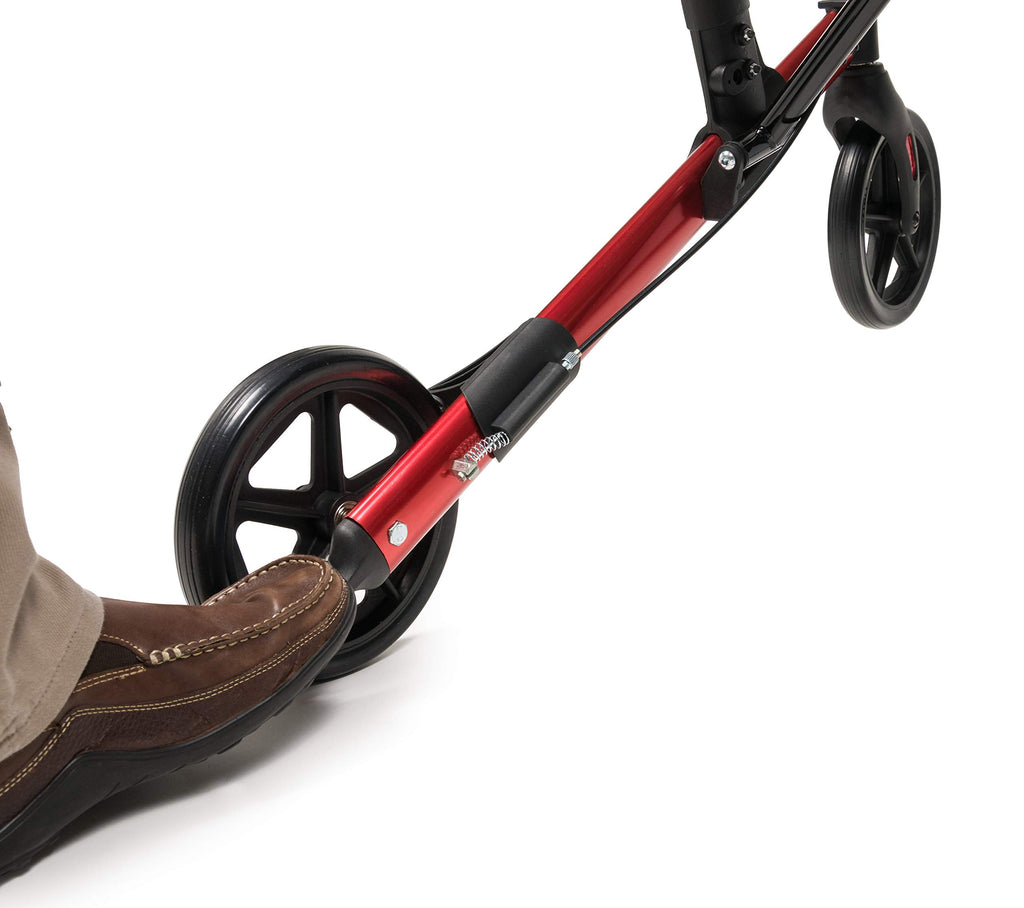 Tall Rollator Walker with Seat 8” Wheels Apple Red W761