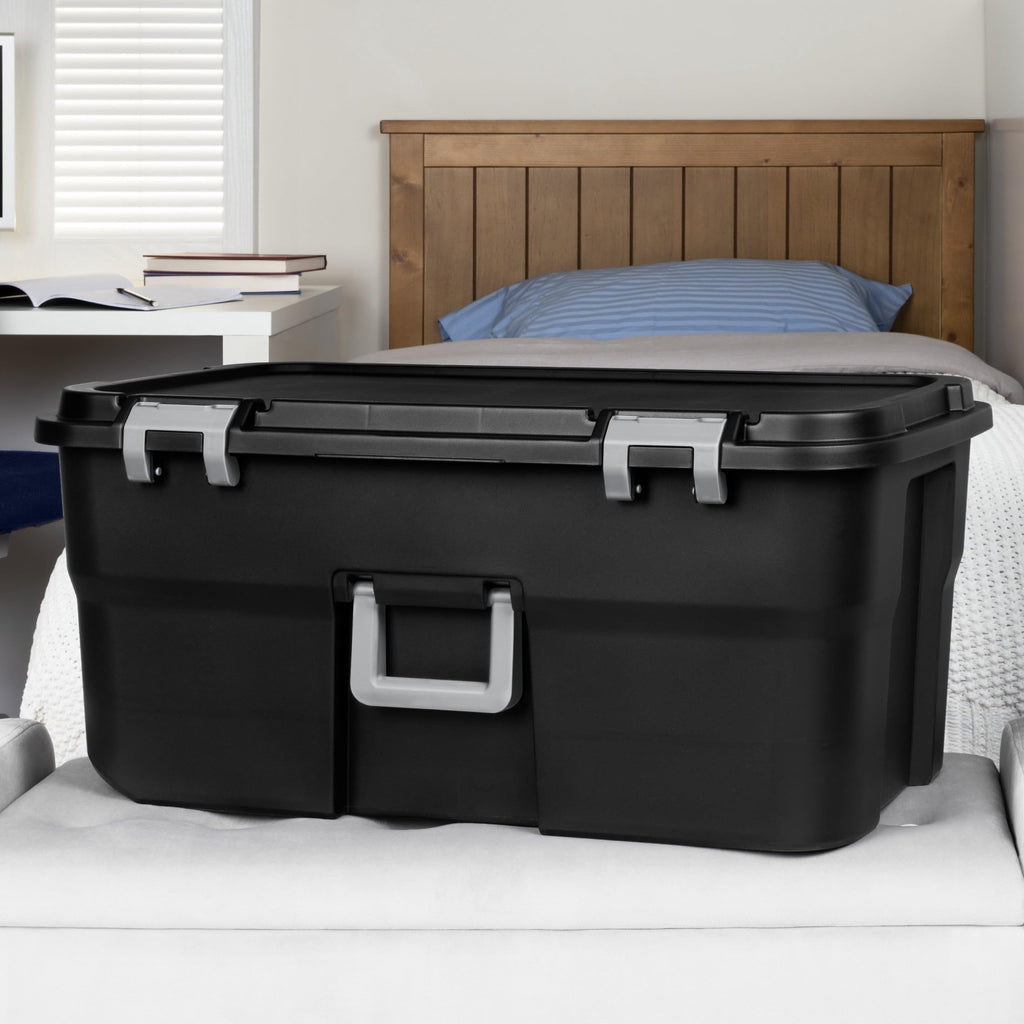 22 Gallon Black Wheeled Plastic Storage Trunk C679784