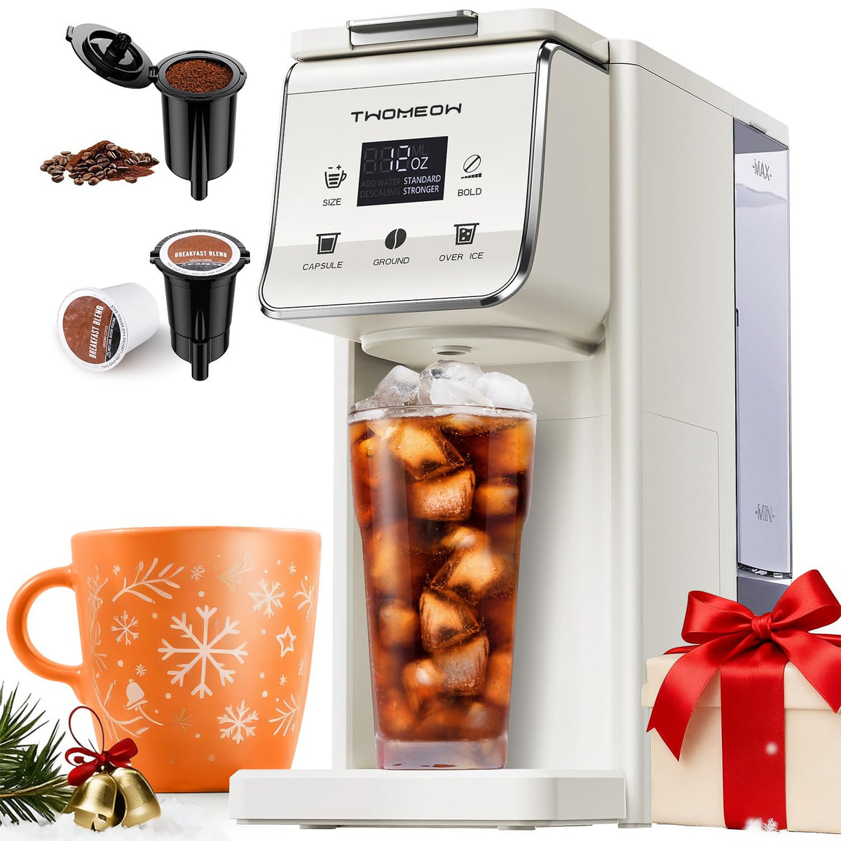 Single Serve Coffee Maker for K Cup and Grounds, White L434888