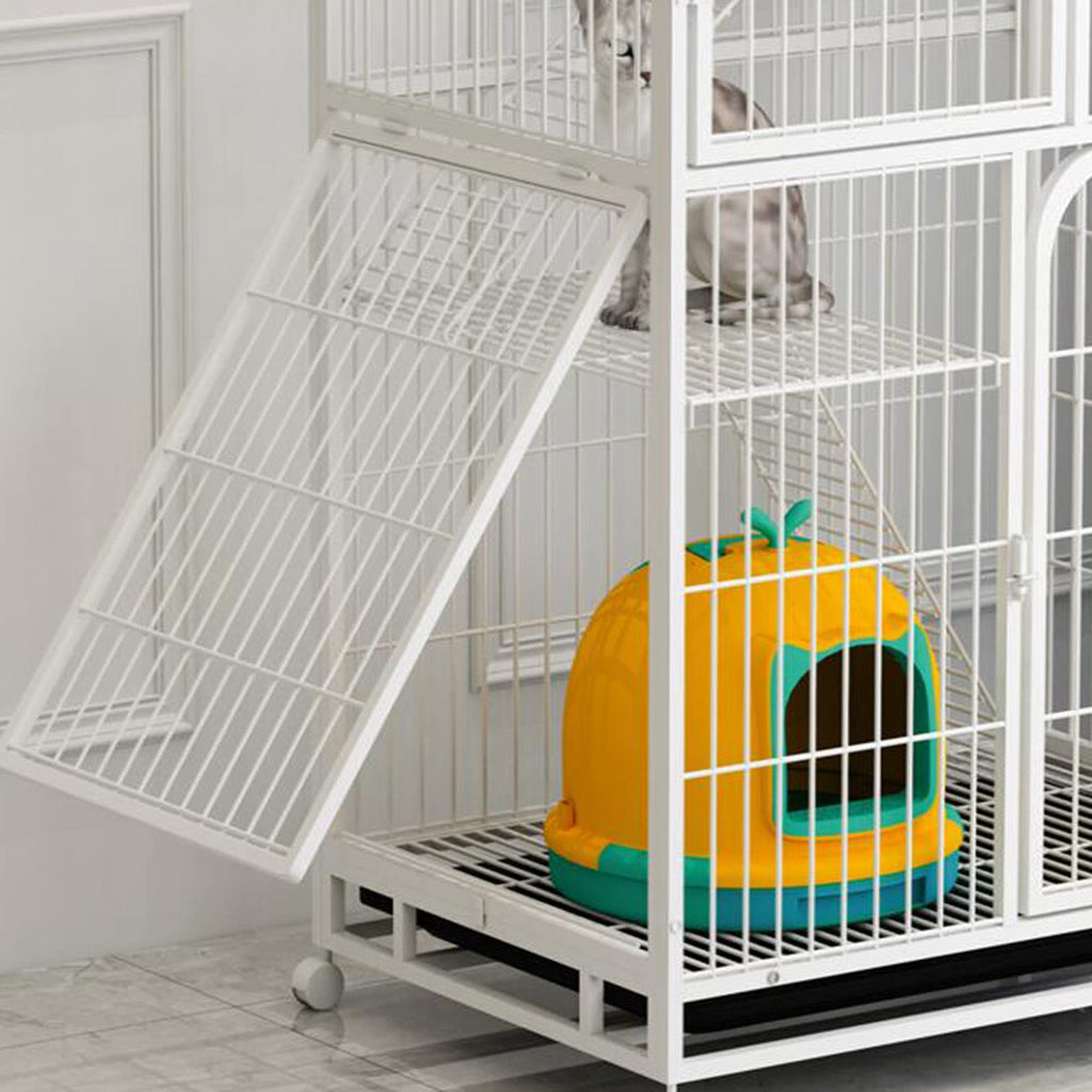 Large 3-Tier Metal Wire Cat Cage with Hammock and Casters A515