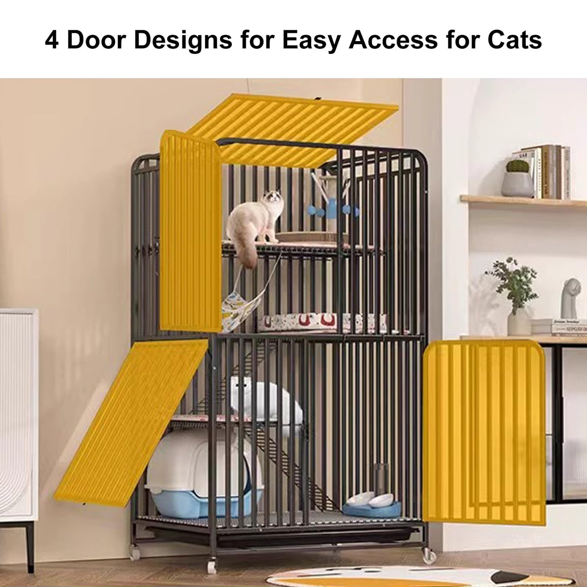 4 Tier Cat Cage with Litter Box and Wheel E203411