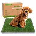 Dog Grass Pad with Tray 20" x 24" Artificial Grass Pee Pads with Non-Slip Grey Silicone Tray & 2 Replacement Grass Mats U513