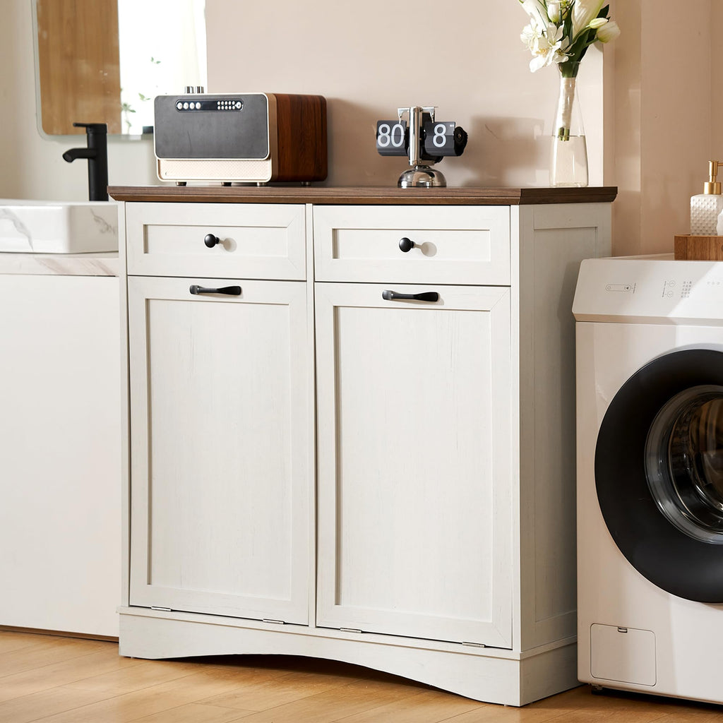 Antique White Double Tilt Out Trash Cabinet Z49502