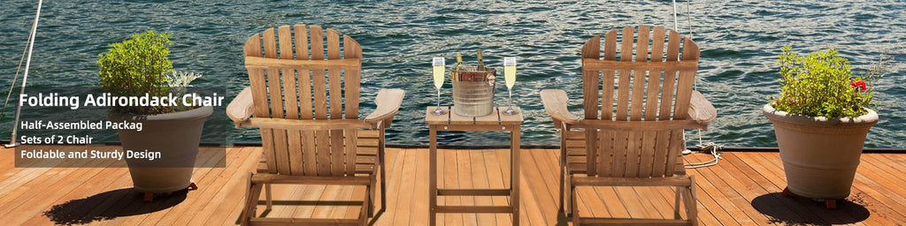 Folding Adirondack Chair Set of 2 Cedar Wood D9611