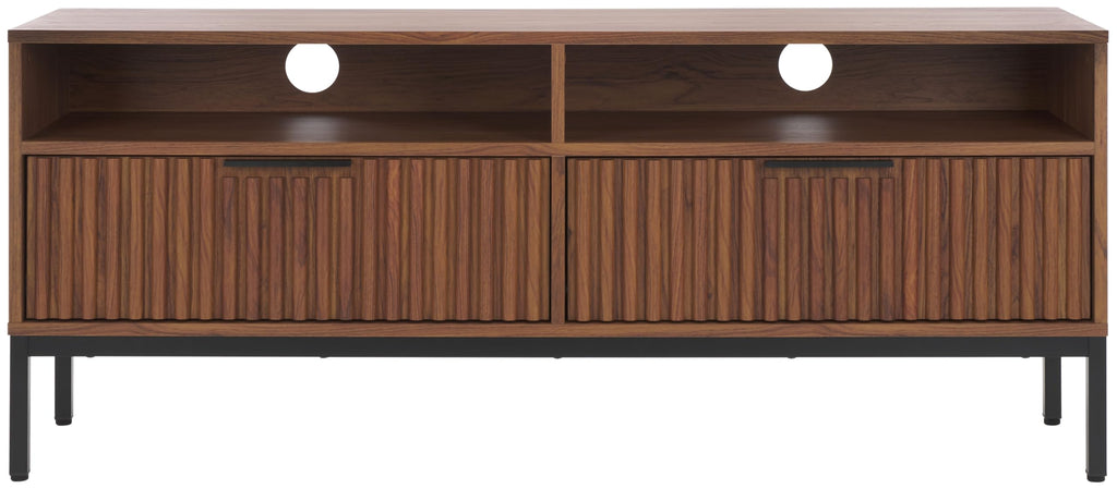 Walnut Brown Black 2 Drawer TV Stand Y9729