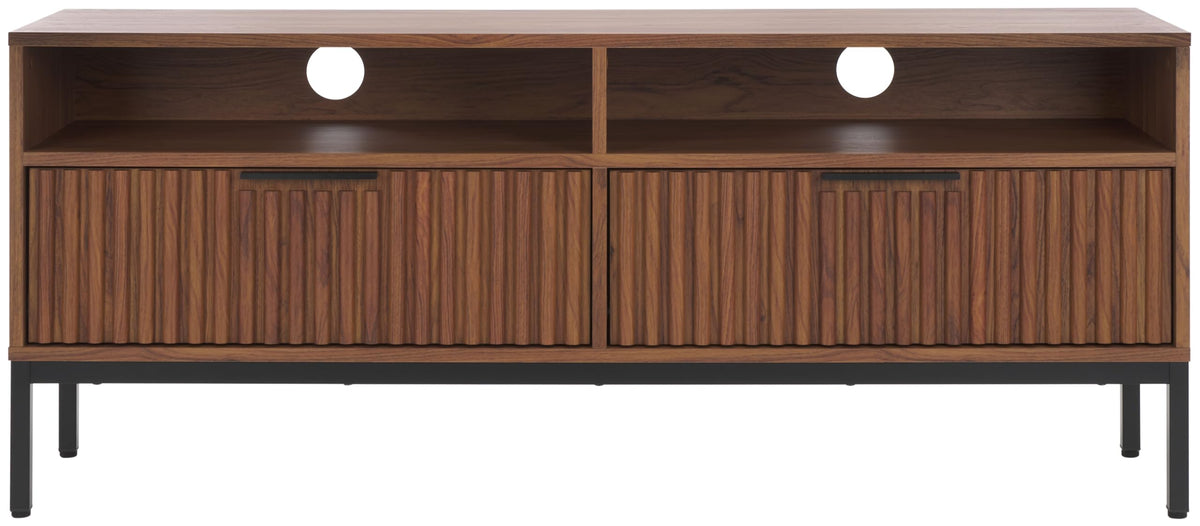 Walnut Brown Black 2 Drawer TV Stand Y9729