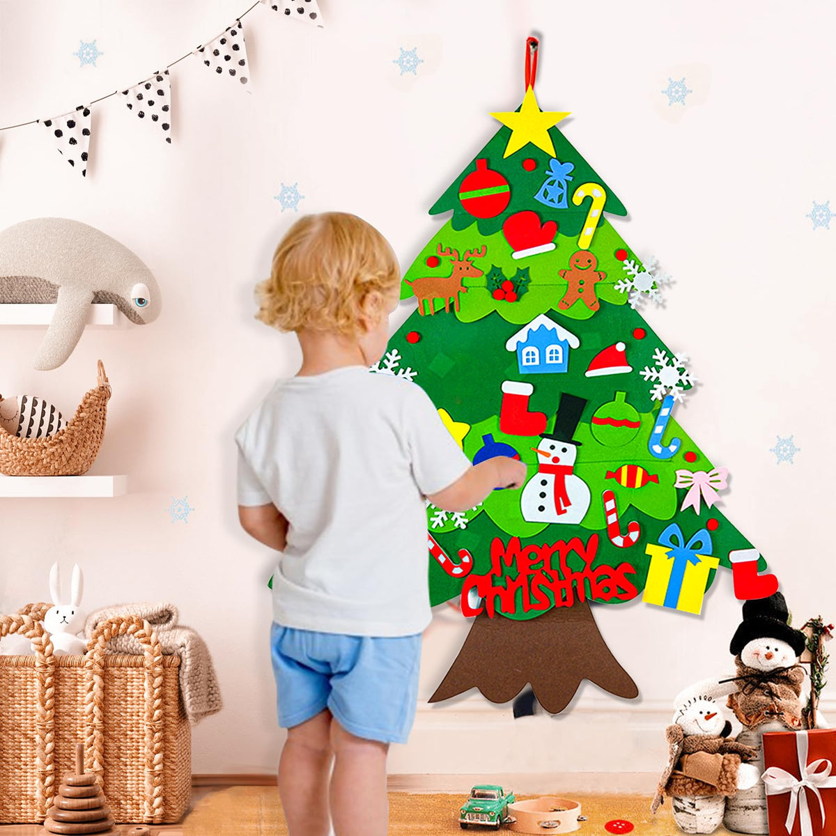 3.15 FT Lighted Felt Christmas Tree D33618