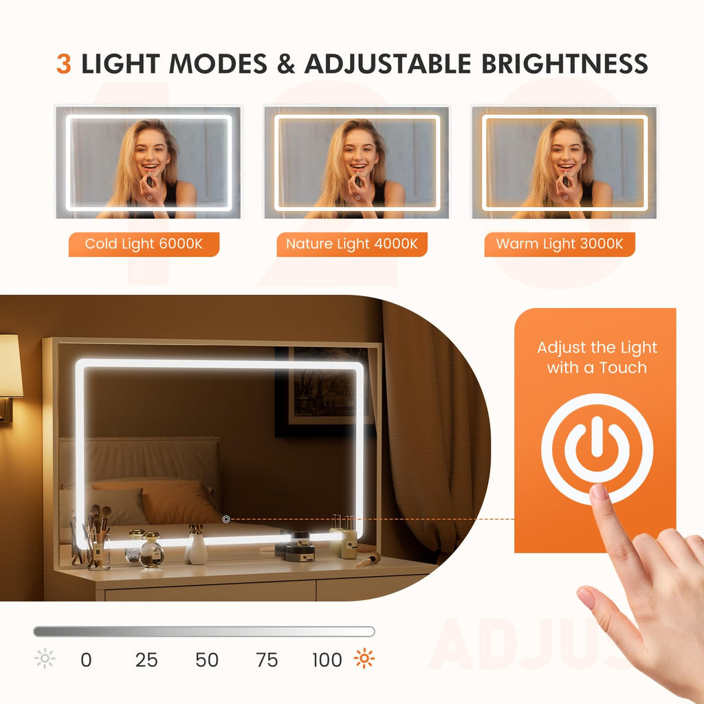 Makeup Vanity Desk with LED Mirror K17006