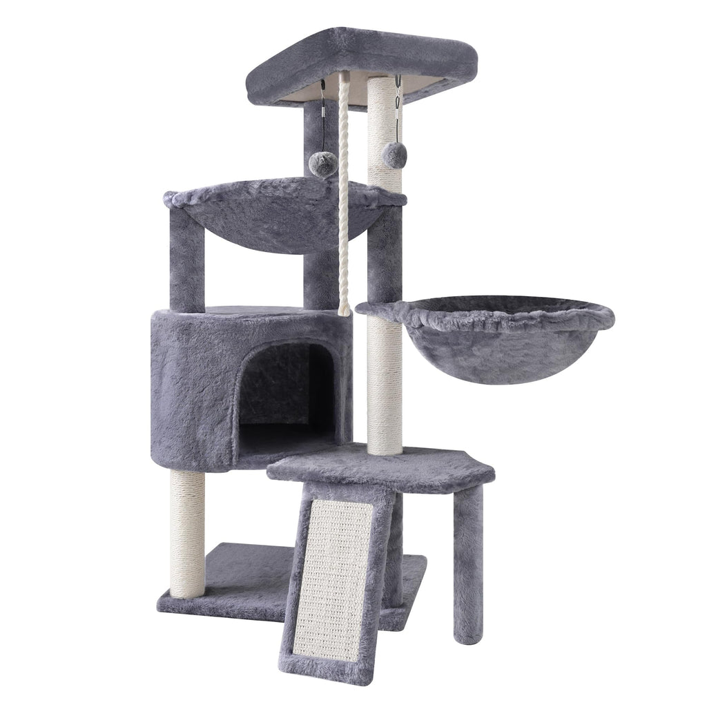 Grey Three Layer Cat Tree with Condo and Hammocks F946