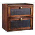 Wooden Bread Box 2 Tier Countertop Storage Organizer I8065
