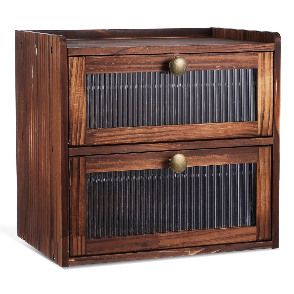 Wooden Bread Box 2 Tier Countertop Storage Organizer I8065