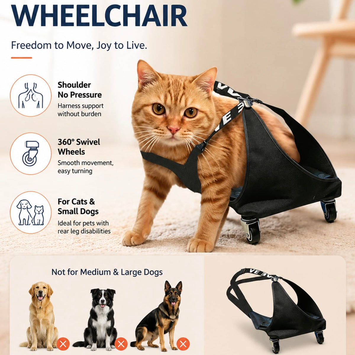 Small Dog or Cat Wheelchair for Back Legs Q259