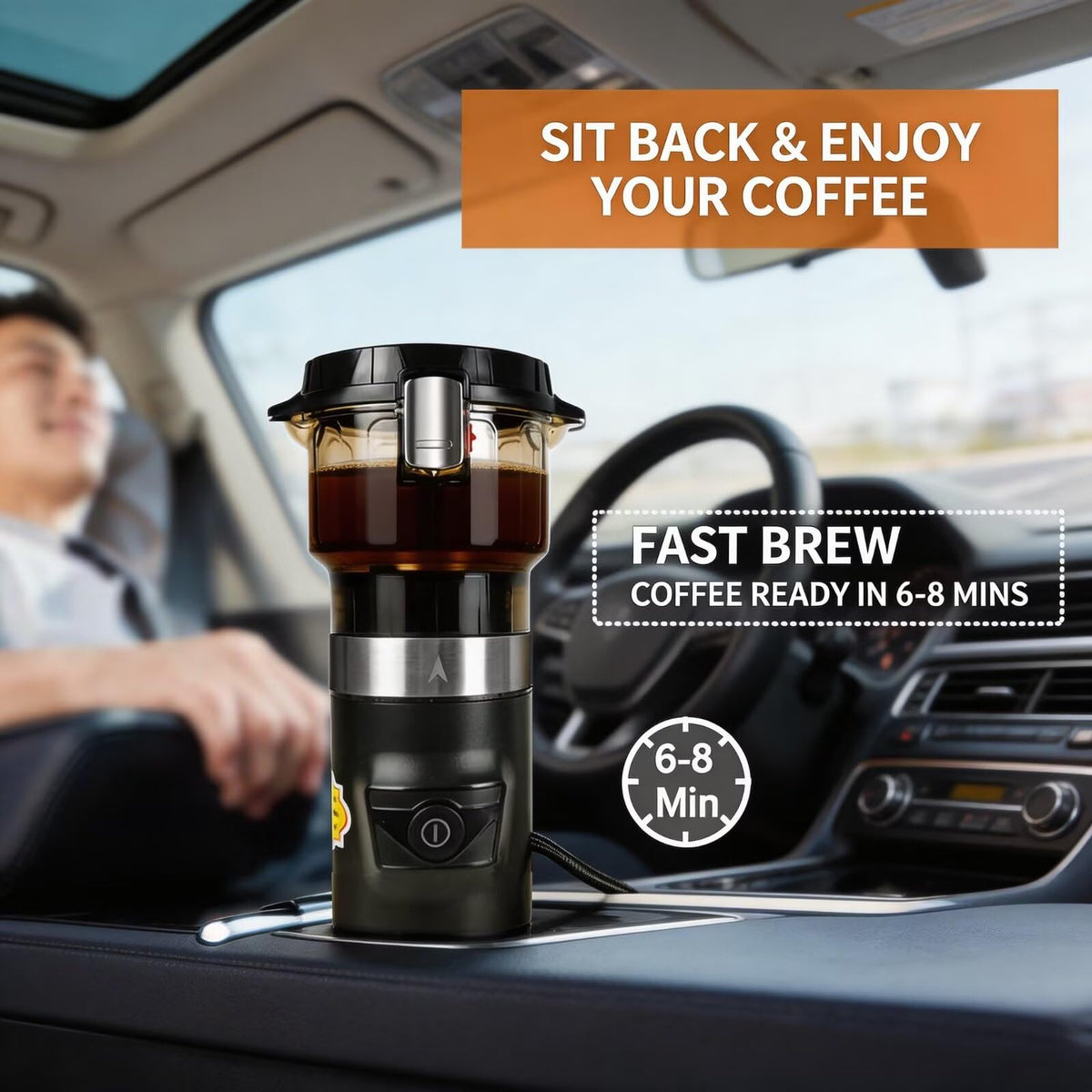 12V Portable Single Serve Car Coffee Maker with Reusable Filter A407131