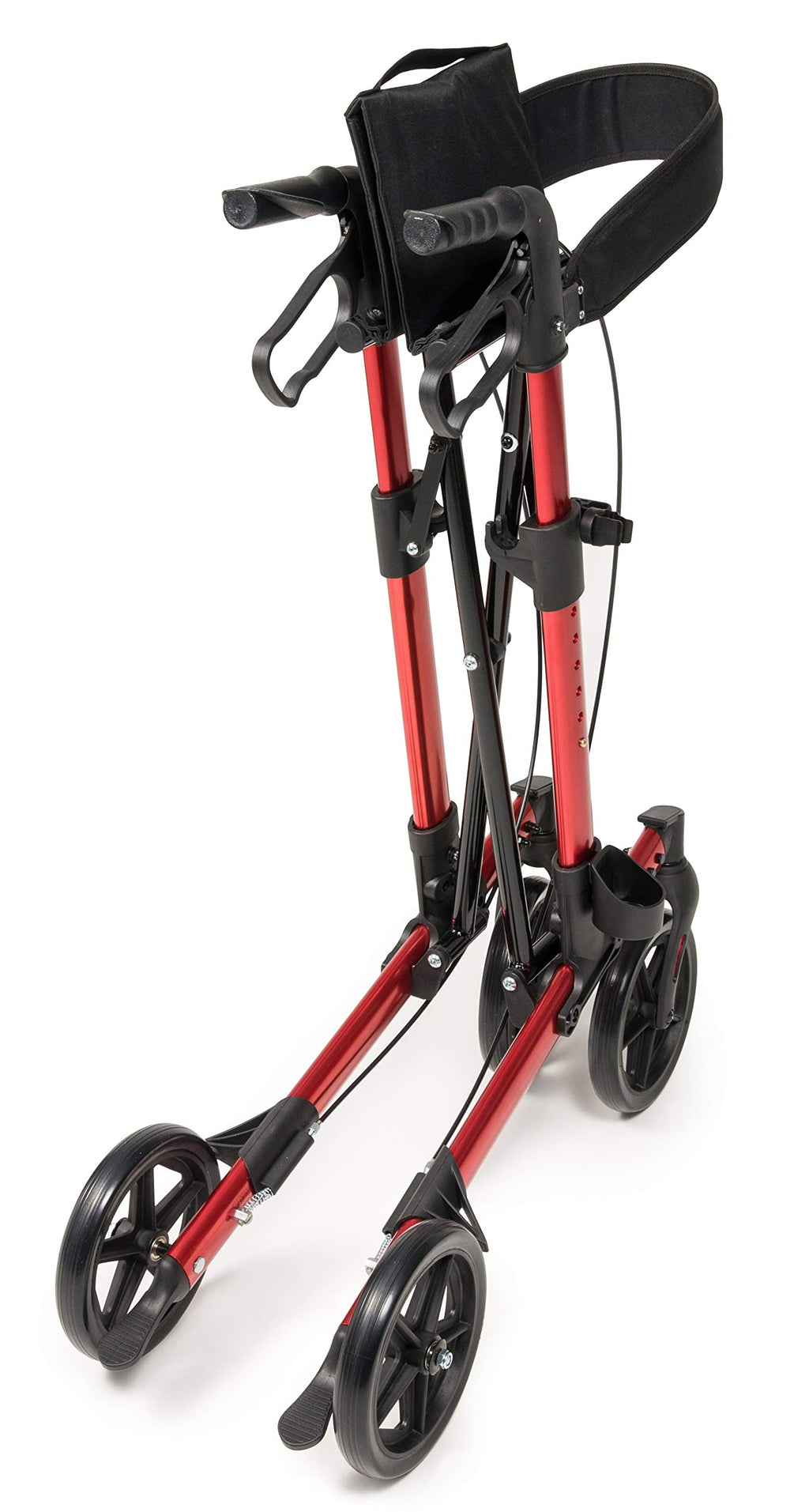 Tall Rollator Walker with Seat 8” Wheels Apple Red W761