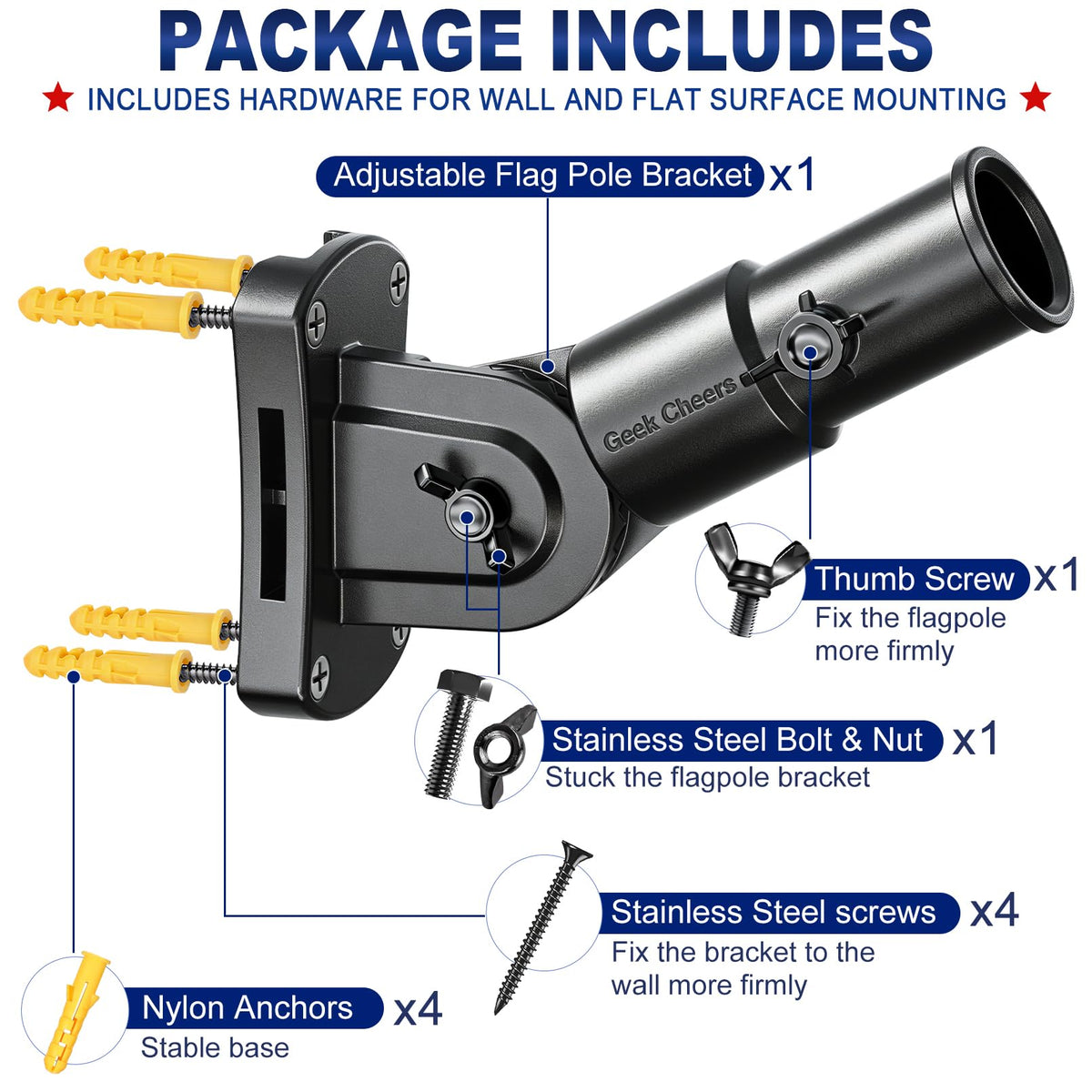 Heavy Duty Stainless Steel Flag Pole Holder W28416