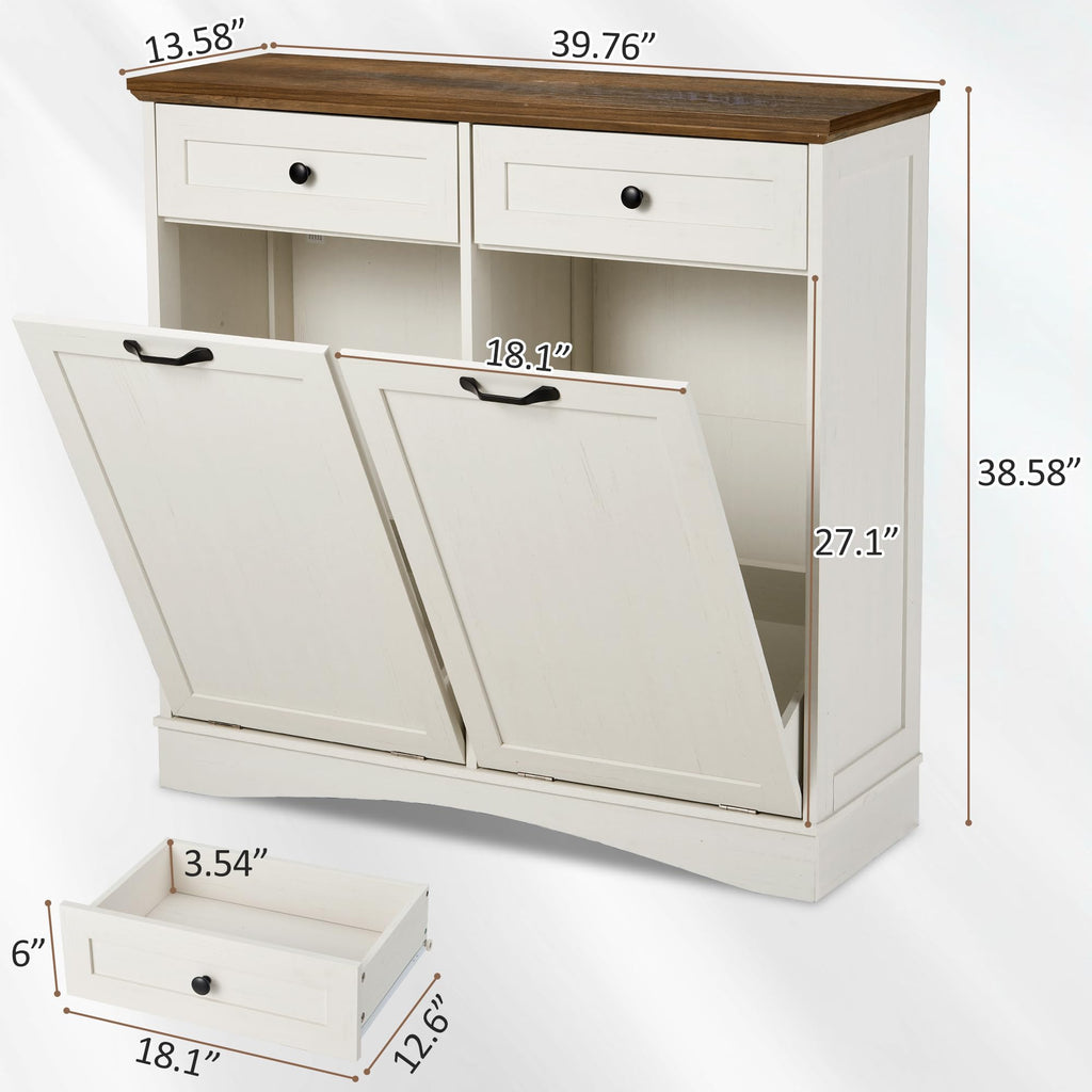 Antique White Double Tilt Out Trash Cabinet Z49502