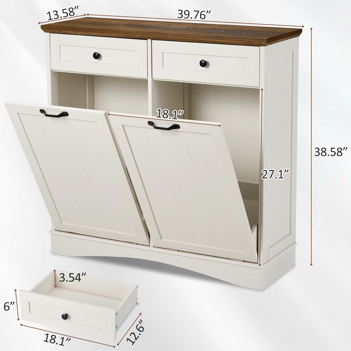 Antique White Double Tilt Out Trash Cabinet Z49502