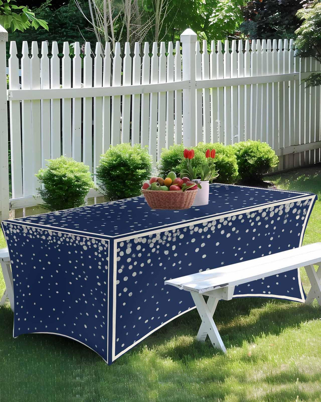 Silver Speckle Spandex Table Cloth for 6FT U6130