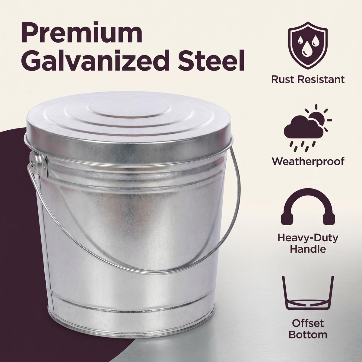 6 Gallon Galvanized Steel Storage Can with Locking Lid Y276278