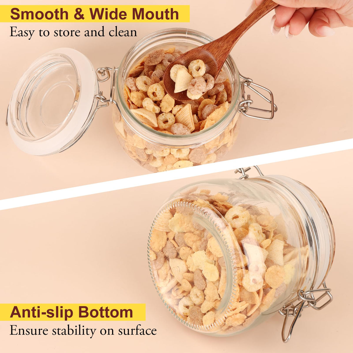 16oz Glass Jars with Airtight Lids, 6 Pack K949