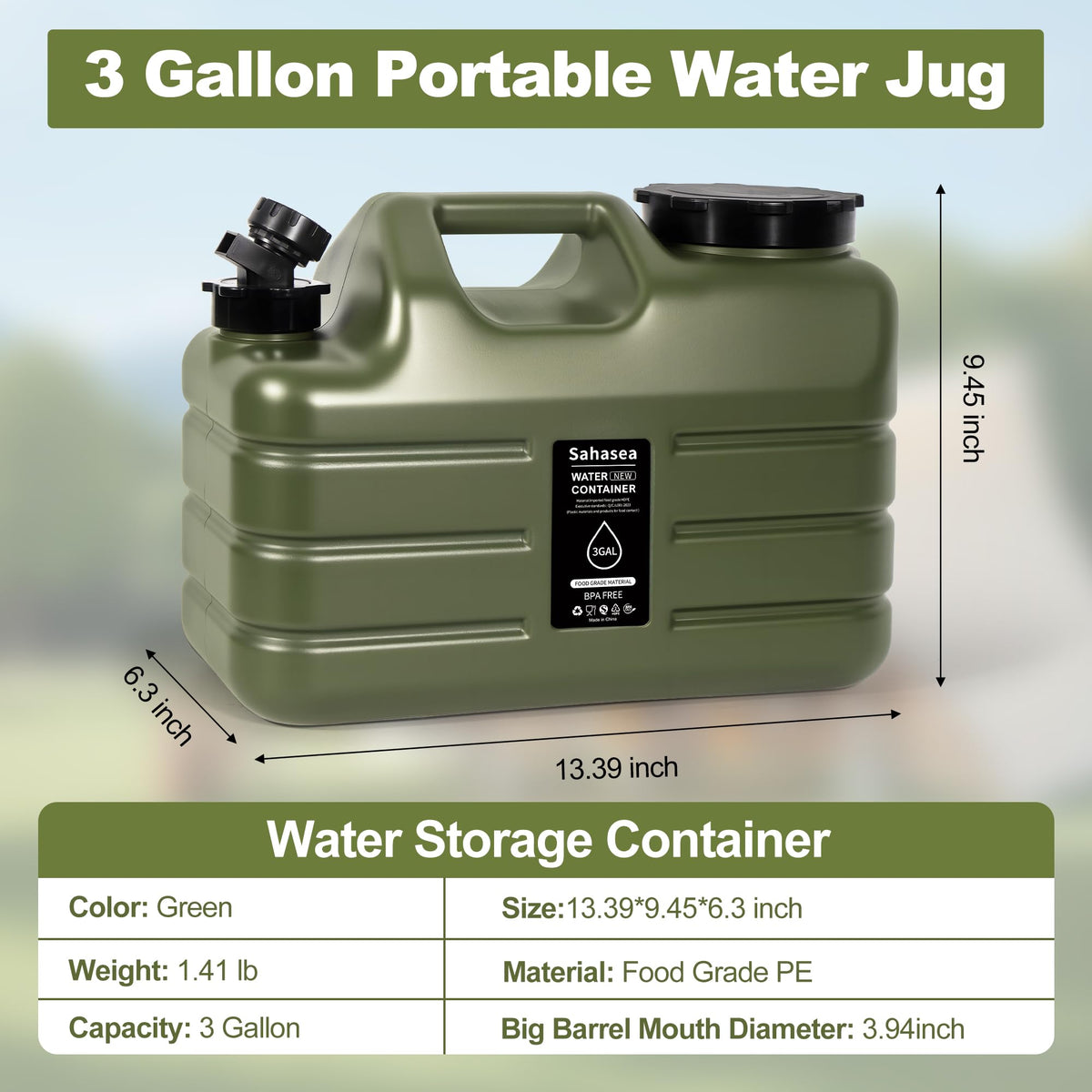 3 Gallon BPA Free Portable Water Jug with Spigot R6635