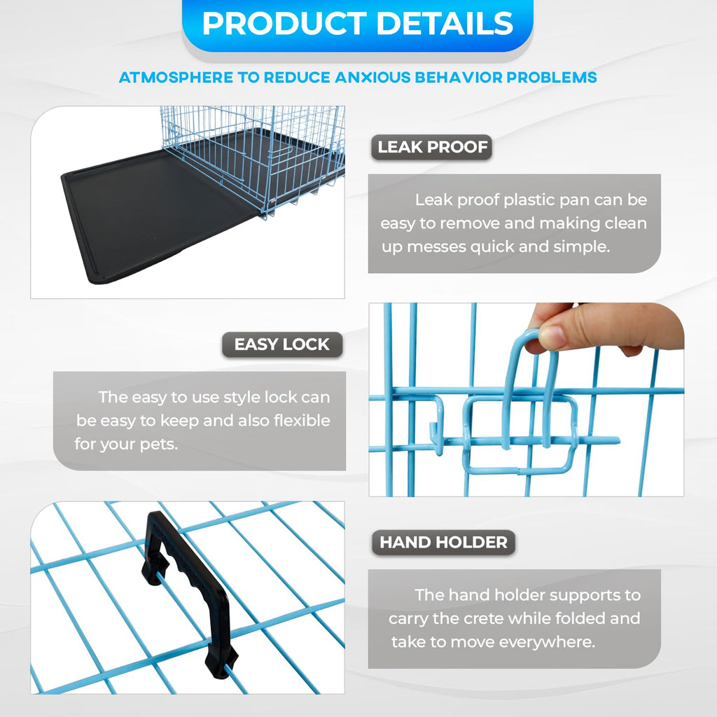48 Inch Folding Metal Wire Dog Crate with Divider Panel C30620