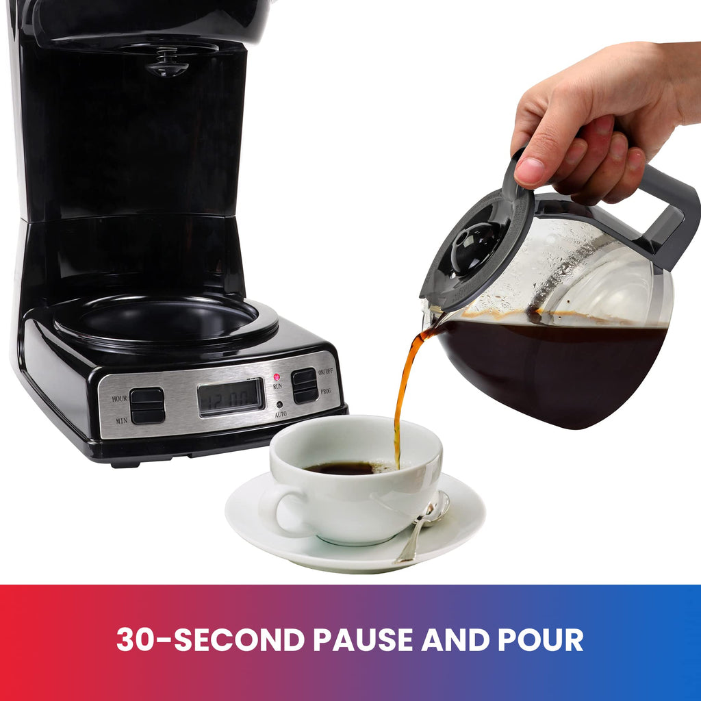 Programmable Coffee Maker Stainless Steel 12-Cup Glass Carafe Black/Gray X176173