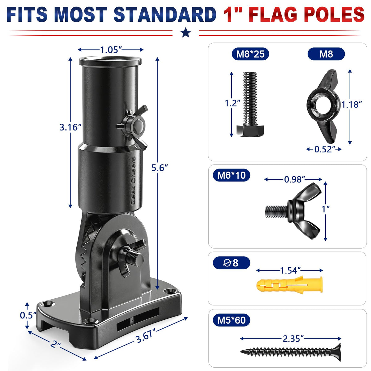 Heavy Duty Stainless Steel Flag Pole Holder W28416