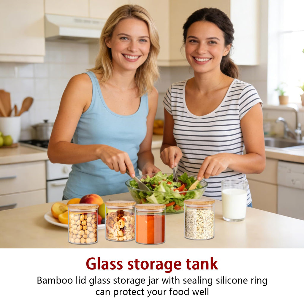 16 oz Glass Food Storage Jars with Bamboo Lids T160532