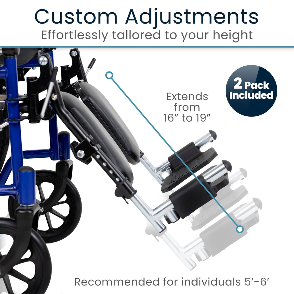 Elevating Wheelchair Footrests with Padded Calf Pads (2 Pack) G52720
