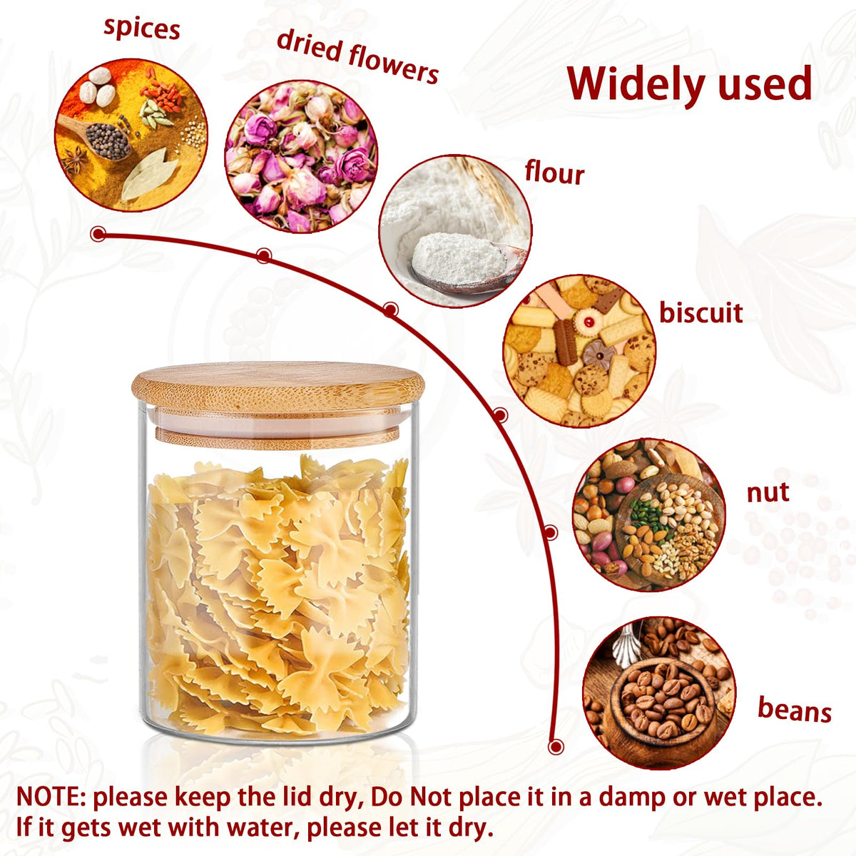16 oz Glass Food Storage Jars with Bamboo Lids T160532