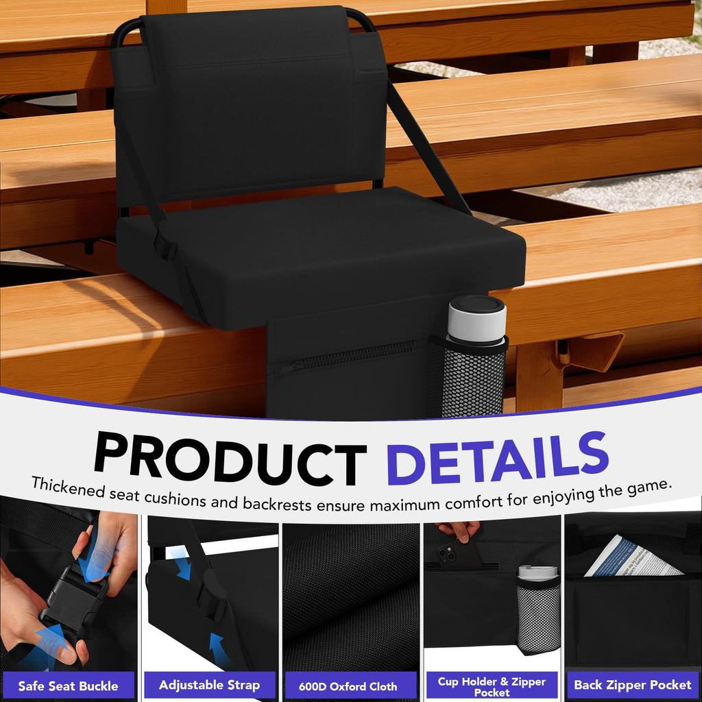 Adjustable Bleacher Chair with Back Support and Cup Holder Z151