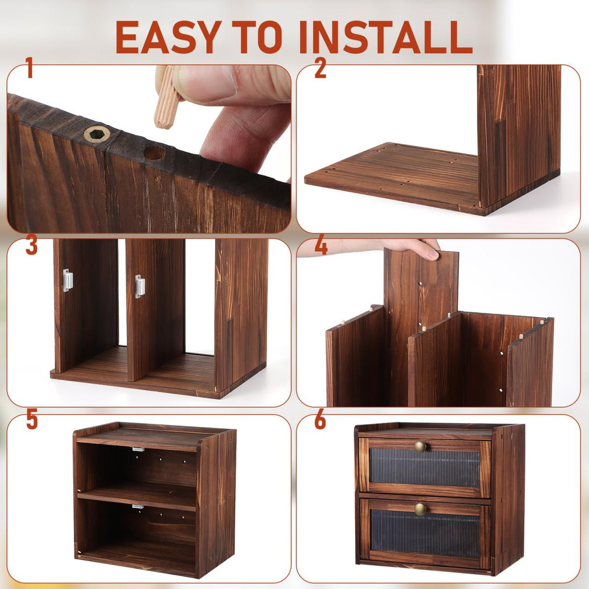 Wooden Bread Box 2 Tier Countertop Storage Organizer I8065